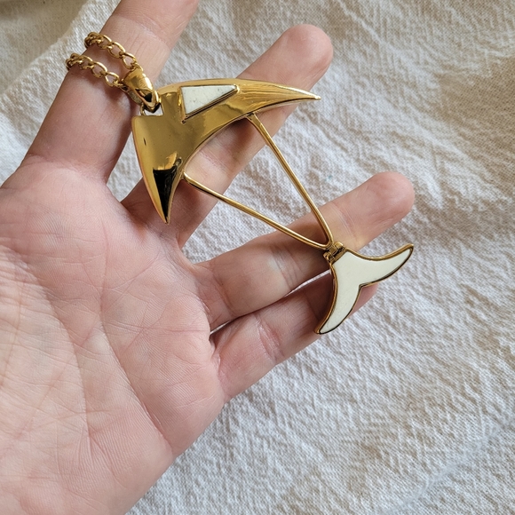 Fish solid brass bone pendant necklace designer - Picture 6 of 8